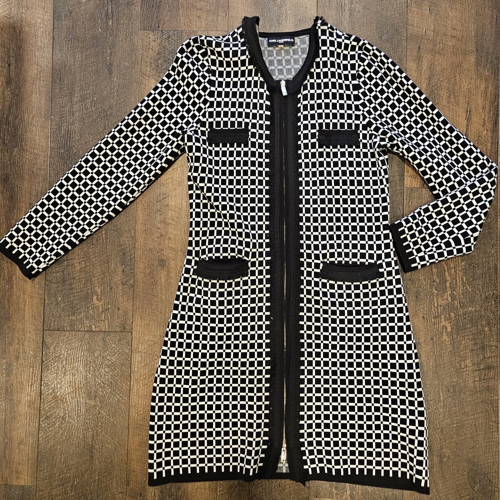 Karl Lagerfeld Monochrome Checkered Knitwear